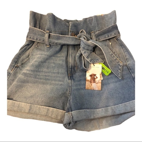 Sincerely Jules Super high rise whiskered paperbag waist denim jean shorts size5 - Picture 2 of 10